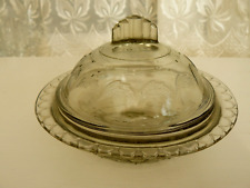 SMOKED GLASS    LIDDED BUTTER DISH     ART DECO/ART DECO STYLE