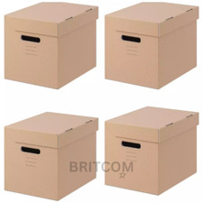 4 x IKEA Strong Filing A4 Archive Cardboard Storage Boxes With Lids & Handles