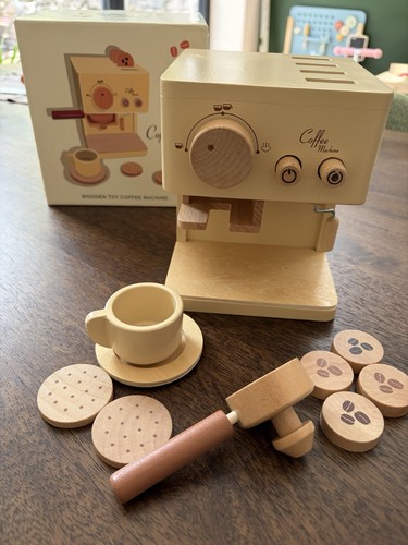 Wooden beige toy coffee - beige,