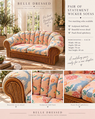 Pair wicker seater sofas - pair, 2