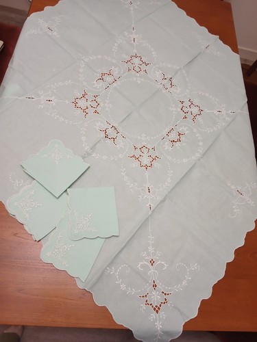 Irish linen green embroidered - irish,