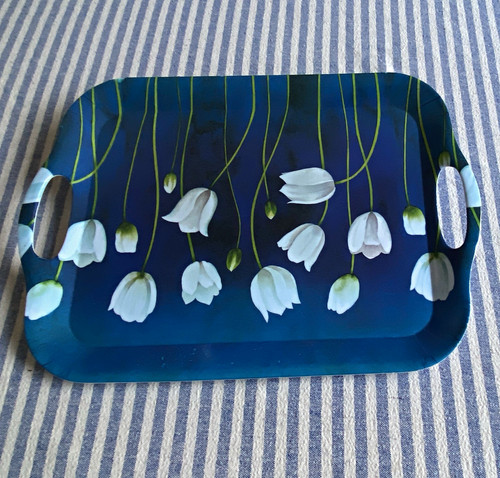 Vintage rctangular blue floral - blue,