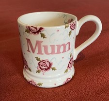 Emma Bridgewater 'Mum' Mug. White with Pink Roses. Tea Coffee. VGC