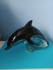 Vintage Poole Pottery Diving Dolphin 1967-1990s Blue Dolphin Glaze Variant