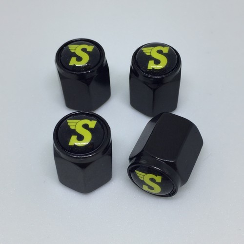 Black alloy valve - black, x4