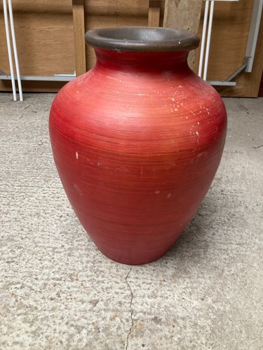 Red earthenware vase pot - red,