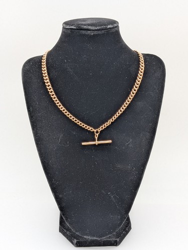 9ct rose gold double - 9ct, albert