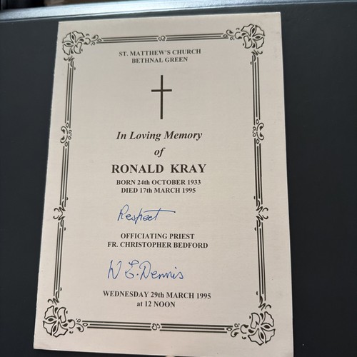 Ronnie kray order service - of,