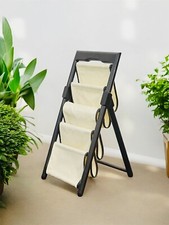 Foldable wooden magazine newspaper rack with fabric compartments - FREE DELIVERY