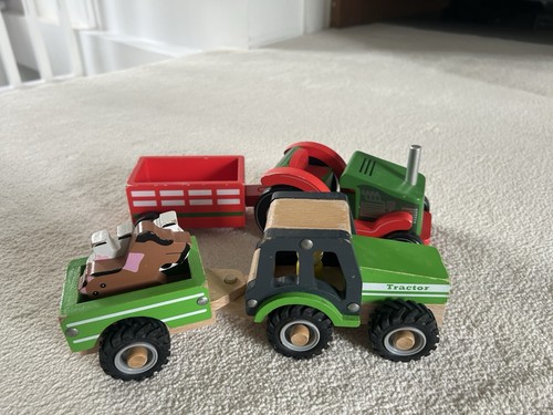 Wooden tractor toys including - wooden, toys,