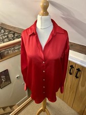 Zara Satin Button Up Shirt Red Size Medium BNWT Christmas 