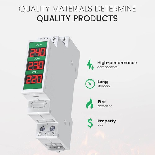 Phase voltmeter din rail - 3, ac