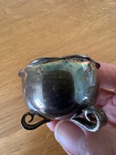 Tiny Cauldron , vintage Silver, fluted edge with scrolled feet. Witchcraft Altar