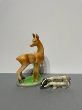 Vintage Reindeer Doe deer Badger woodland animal ceramic figurine] ornaments