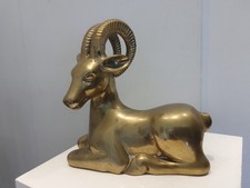 Vintage Large Brass Ibex / Ram  Animal Figurine / Statue - Heavy Item .