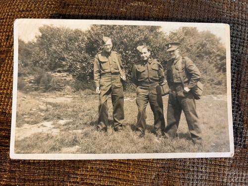 Wwii rppc three army soldiers - rppc,