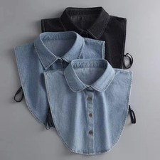 Cotton Denim Fake Collar