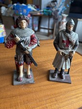 2 Vintage Resin Medieval Figures One A Knight Templar And The Other A musketeer