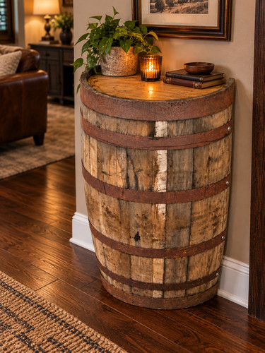 Half oak whiskey barrel - an,
