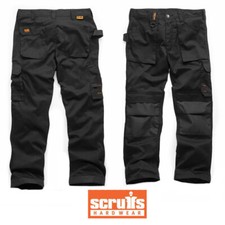 Scruffs Worker Trousers Black Multi Pocket (All Sizes) Reinforced Trade Workwear