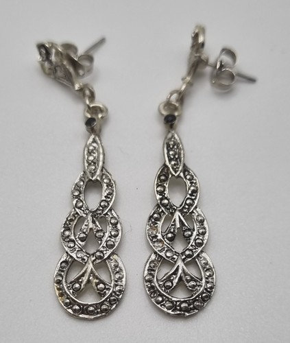 Vintage silver tone marcasite - vintage,