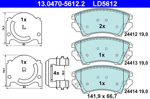 Disc ceramic brake pad - brake, set