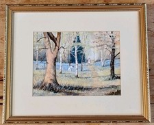 Really Nice Little Painting by Colin Schuler Figures In A Bluebell Wood