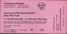 Jon Lord and the Gemini Band Theaterhaus Zelt, 8 Juli 1995 ticket Germany 1995