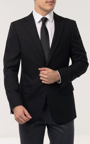 Black wool herringbone jacket - black,