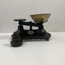 Salter Staffordshire Vintage Metal Brass Retro Kitchen Scales Cast Iron Base 