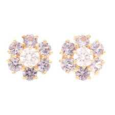 14Carat Yellow Gold Alexandrite Cluster Stud Earrings (9.5mm Diameter)