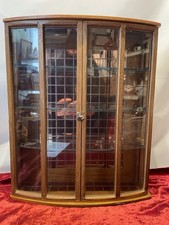 Vintage Wood Glass Wall Counter Top Display Cabinet Mirror Backed curiosity  