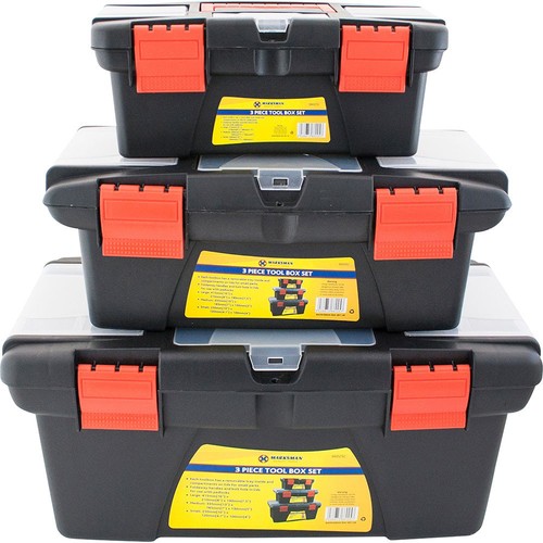 3pc plastic tool box - box, chest