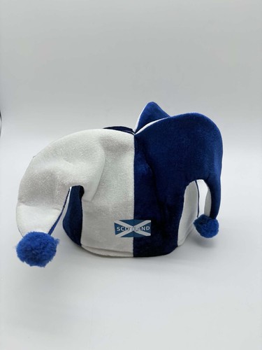 Blue white jester hat with - &,