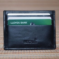 Real Leather ID Credit Card Holder Wallet Slim Pocket Case Cardholder Black 