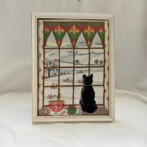 Vintage framed needlework - framed,