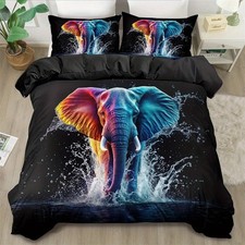 3D Water Elephant Quilt Duvet Cover & Pillowcases Single Double King Bedding Set