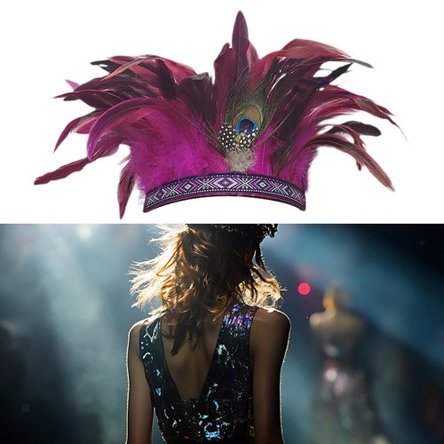 Feather headdress boho hair - headdress,
