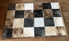 Cowhide and suede back rug. Brown Black Grey Tones 1780 x 1190mm