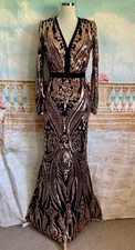 Black gold sequin dress - black,