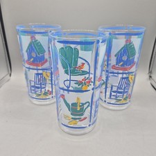 Vintage 1980's 3 Acrylic Precisioncraft Canadian Tall Tumblers  Garden Scenes