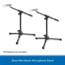 2 x Short Small Mini Boom Microphone Mic Stands for Kick Drum Snare Guitar Amp