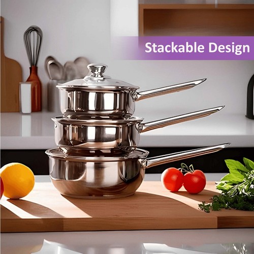 Stainless steel saucepan set - stainless,
