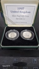 Royal Mint 1997 United Kingdom Silver Proof 50p Fifty Pence Two Coin Set