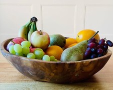 Wooden Fruit Bowl Rustic Serving or Display Dish Carved from Teak Roots