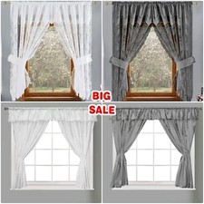 New Luxury Kitchen Curtain Window Set Rod Pocket Attached Valance Tiebacks UK