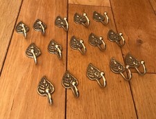 15x SOLID BRASS LEAF TIE BACK HOOKS Wall Window Drape Tassel Hold Hanger Cleat