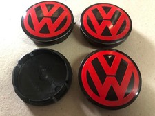 4 Pcs WHEEL CENTRE CAPS For VW Passat Golf Jetta 55mm 1J0601171 Black Red