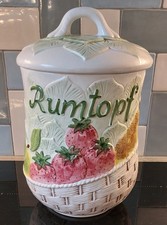 Very Pretty Rumtopf Ceramic Pot With Lid.  Used For Storing Fruit.