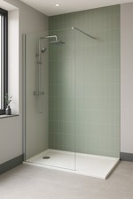 Walk-In Shower Screen Panel 800x1950mmx8mm easy clean glass inc Bracing Bar